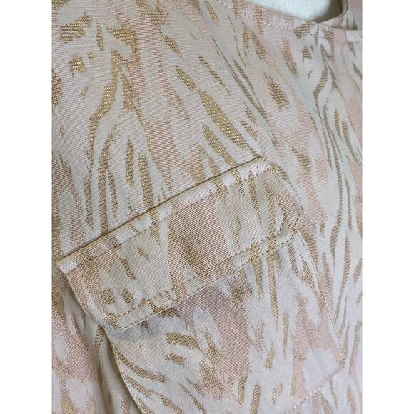 Badgley Mischka Size 8 Pink Blush Cream and Gold Belted Jacket Animal Print - Picture 6 of 7